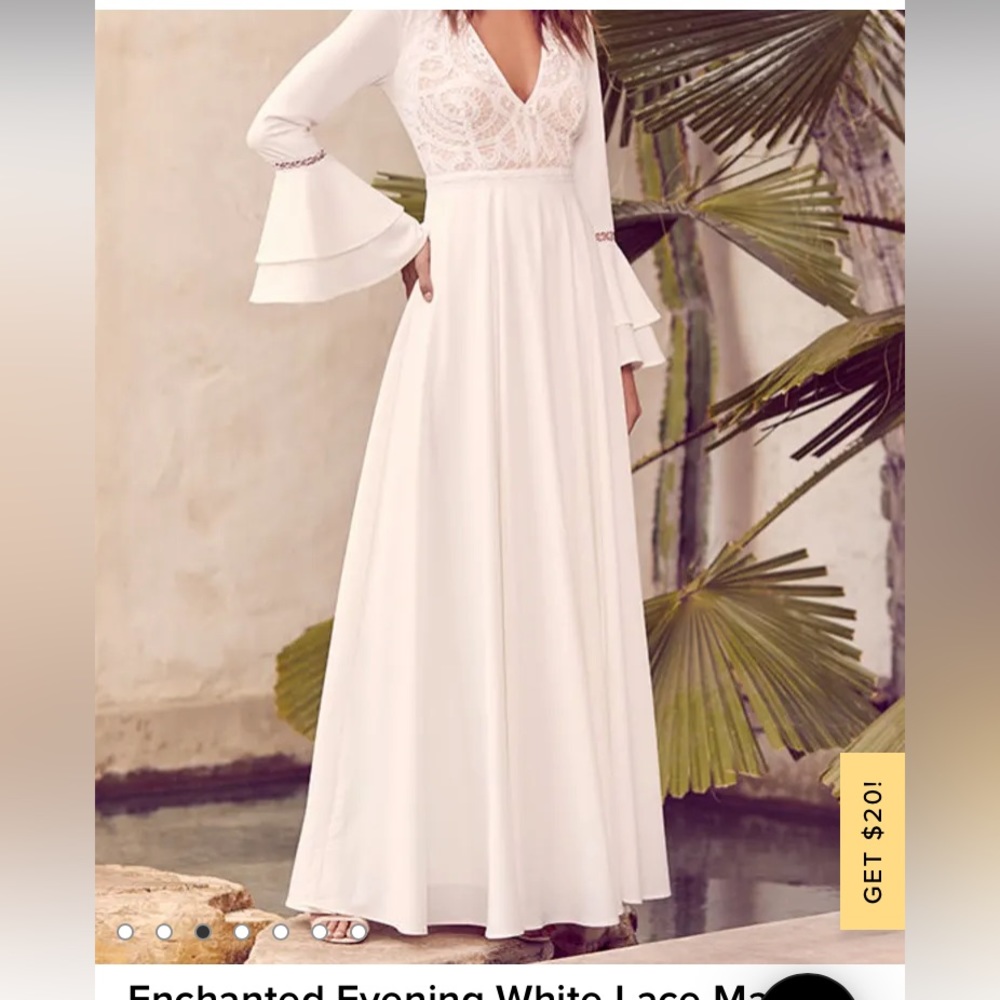 Lulus Enchanted Evening White Lace Maxi Dress